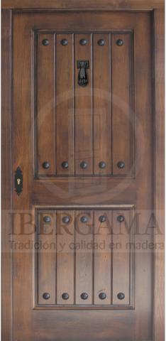 Puerta Castellana Exterior Rústica Plafonada y Tablas