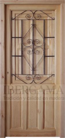 Puerta Rústica con Ventana y Reja para Exterior
