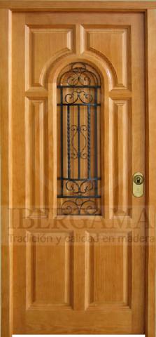 Puerta Rústica Exterior Plafonada con Ventana y Reja