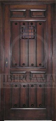 Puerta Exterior Tablones y 2 Cuadros Grandes Rústica Nogal