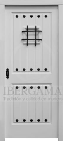 Puerta Blanca Rústica con Clavos y Ventanuco