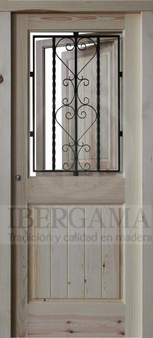 Puerta Rústica con Ventana y Contraventana + Reja Castellana Abierta